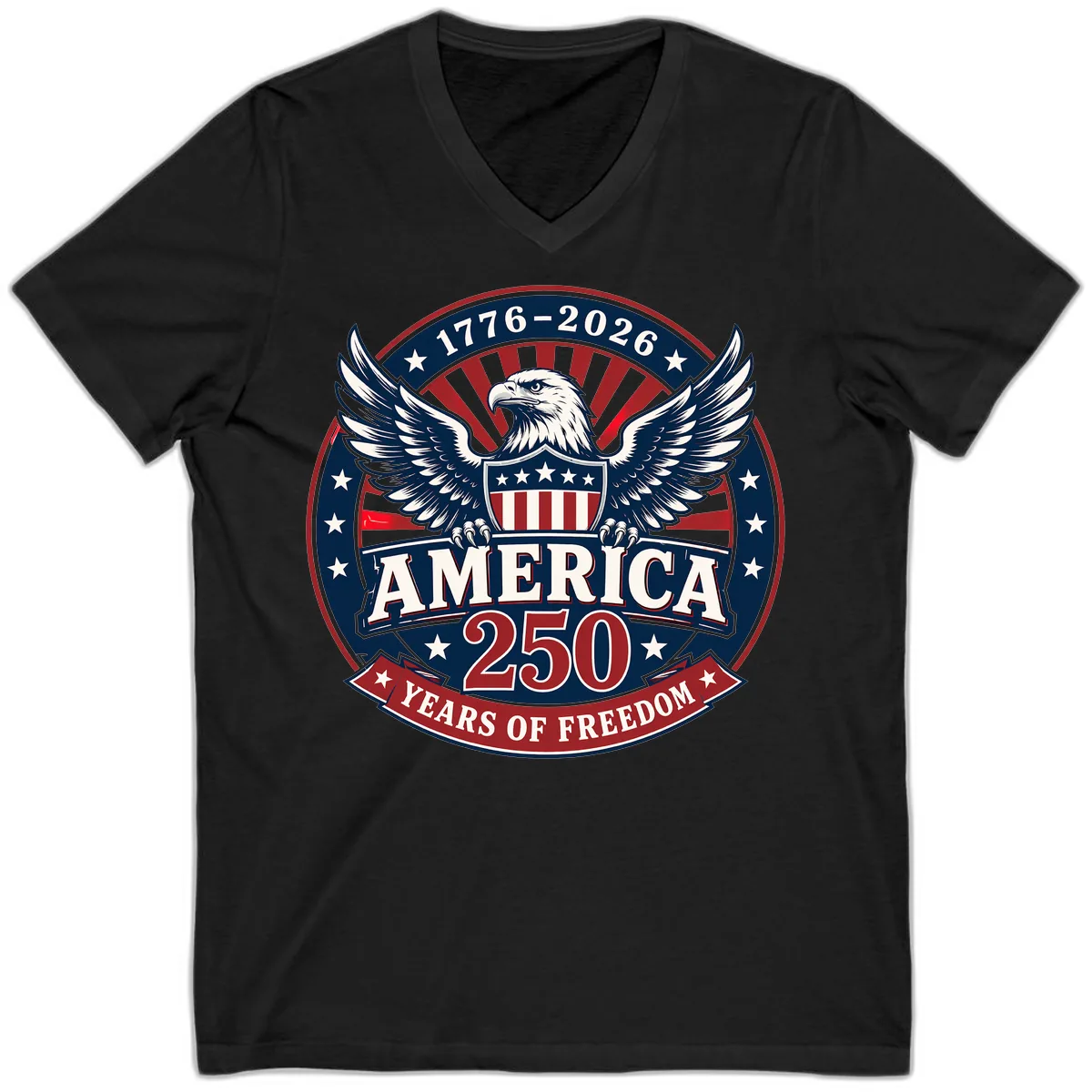 America 250 Years Of Freedom Celebration V-Neck in Black